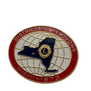 Vintage 1973 District 20 New York Lions Club Pin Badge Miami A103